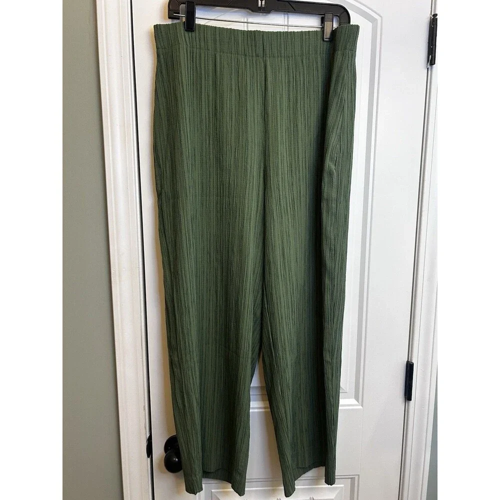 Jones New York Signature Green Textured Knit 2pc Set V-Neck Sleeveless L Texture